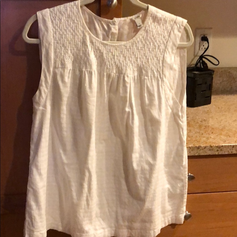 J. Crew White Sleeveless Shirt